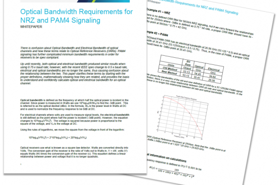 Optical Bandwidth Requirements for NRZ and PAM4 signaling